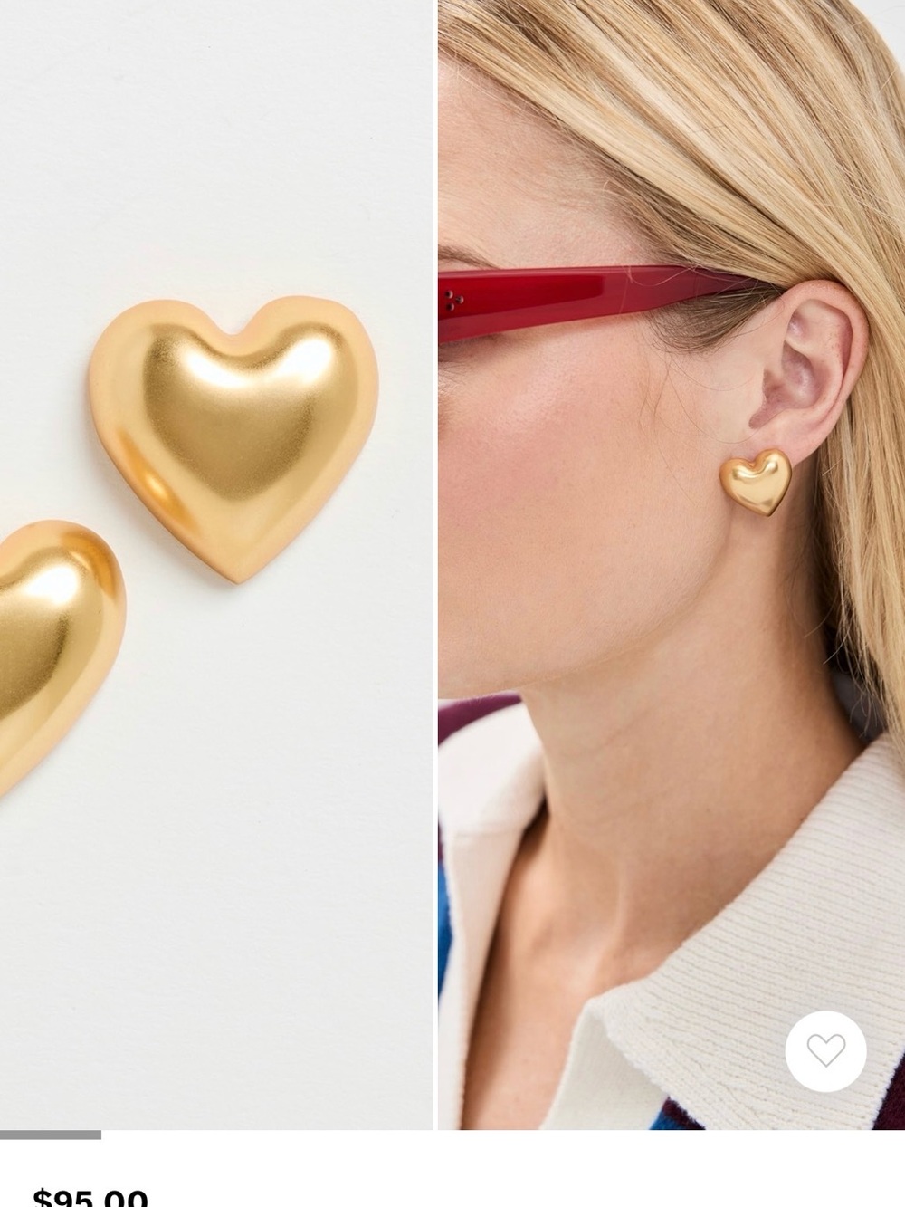 Roxanne Assoulin The Puffy Heart Gold Stud Earrings